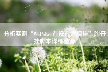 分析实测“WePoKer有没有透视挂”附开挂脚本详细步骤
