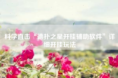 科学直击“德扑之星开挂辅助软件”详细开挂玩法