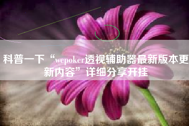 科普一下“wepoker透视辅助器最新版本更新内容	”详细分享开挂