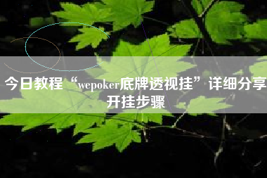 今日教程“wepoker底牌透视挂”详细分享开挂步骤