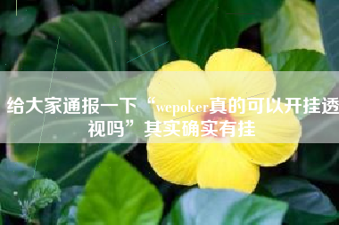 给大家通报一下“wepoker真的可以开挂透视吗”其实确实有挂