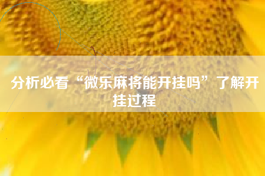 分析必看“微乐麻将能开挂吗”了解开挂过程