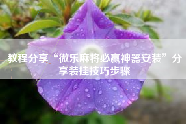 教程分享“微乐麻将必赢神器安装	”分享装挂技巧步骤