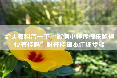 给大家科普一下“微信小程序微乐跑得快有挂吗	”附开挂脚本详细步骤