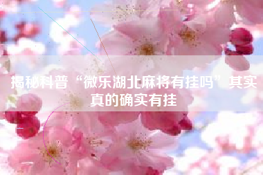 揭秘科普“微乐湖北麻将有挂吗”其实真的确实有挂