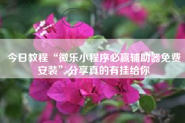 今日教程“微乐小程序必赢辅助器免费安装”分享真的有挂给你