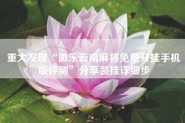 重大发现“微乐云南麻将免费开挂手机版评测”分享装挂详细步