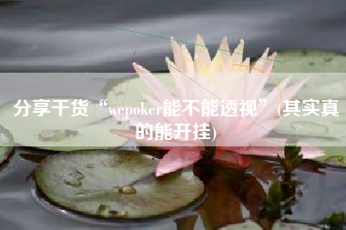 分享干货“wepoker能不能透视”(其实真的能开挂)