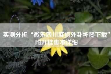 实测分析“微乐四川麻将外卦神器下载	”附开挂脚本详细