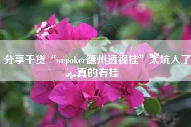 分享干货“wepoker德州透视挂”太坑人了,真的有挂