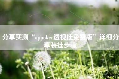 分享实测“appoker透视挂免费版”详细分享装挂步骤
