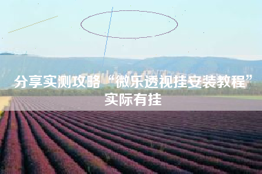 分享实测攻略“微乐透视挂安装教程”实际有挂