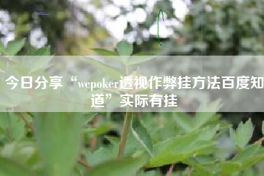 今日分享“wepoker透视作弊挂方法百度知道	”实际有挂