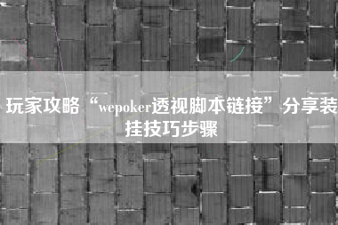 玩家攻略“wepoker透视脚本链接”分享装挂技巧步骤
