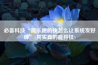 必备科技“微乐跑的快怎么让系统发好牌”(其实真的能开挂)
