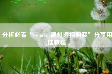 分析必看“wepoker德州透视购买	”分享用挂教程
