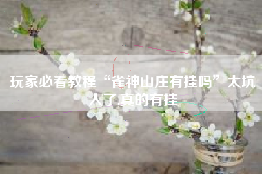 玩家必看教程“雀神山庄有挂吗”太坑人了,真的有挂