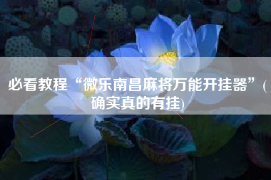 必看教程“微乐南昌麻将万能开挂器	”(确实真的有挂)