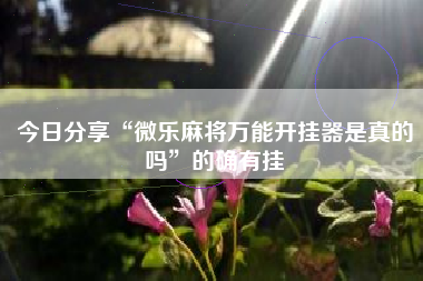 今日分享“微乐麻将万能开挂器是真的吗	”的确有挂