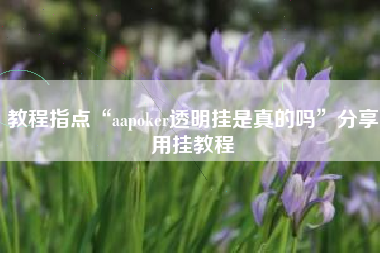 教程指点“aapoker透明挂是真的吗”分享用挂教程