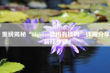 重磅揭秘“hhpoker德州有挂吗”详细分享装挂步骤