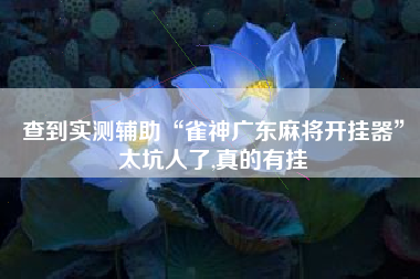 查到实测辅助“雀神广东麻将开挂器	”太坑人了,真的有挂