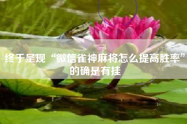 终于呈现“微信雀神麻将怎么提高胜率	”的确是有挂