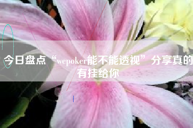 今日盘点“wepoker能不能透视”分享真的有挂给你