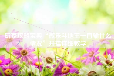 玩家攻略宝典“微乐斗地主一直输什么情况”开挂详细教学