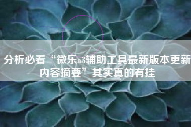 分析必看“微乐a3辅助工具最新版本更新内容摘要”其实真的有挂