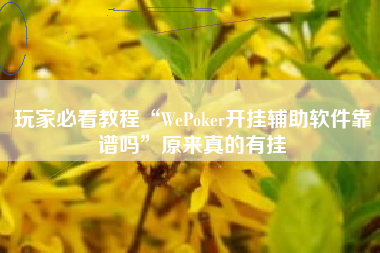 玩家必看教程“WePoker开挂辅助软件靠谱吗	”原来真的有挂