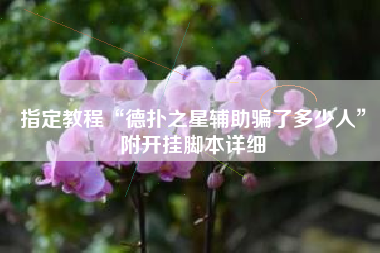 指定教程“德扑之星辅助骗了多少人”附开挂脚本详细