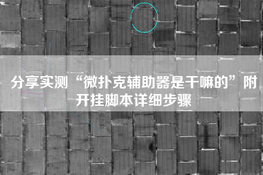 分享实测“微扑克辅助器是干嘛的”附开挂脚本详细步骤