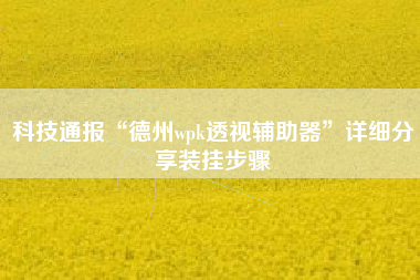 科技通报“德州wpk透视辅助器”详细分享装挂步骤