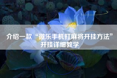 介绍一款“微乐手机打麻将开挂方法”开挂详细教学