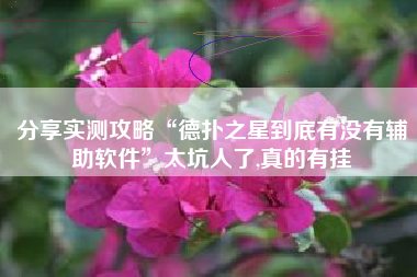 分享实测攻略“德扑之星到底有没有辅助软件”太坑人了,真的有挂