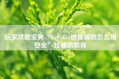 玩家攻略宝典“WePoker透视辅助怎么用安全”挂辅助教程