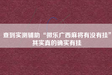 查到实测辅助“微乐广西麻将有没有挂”其实真的确实有挂