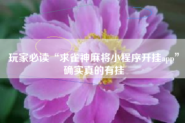 玩家必读“求雀神麻将小程序开挂app”确实真的有挂