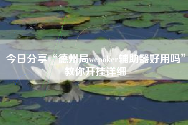 今日分享“德州局wepoker辅助器好用吗	”教你开挂详细