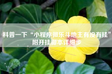 科普一下“小程序微乐斗地主有没有挂”附开挂脚本详细步