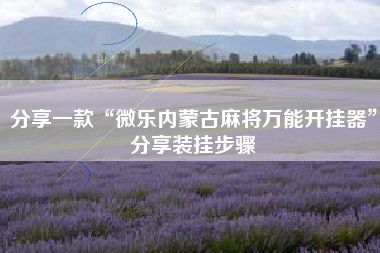 分享一款“微乐内蒙古麻将万能开挂器”分享装挂步骤