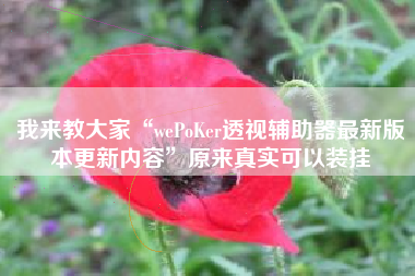 我来教大家“wePoKer透视辅助器最新版本更新内容	”原来真实可以装挂