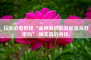 玩家必看教程“雀神麻将会员能提高胜率吗”(确实真的有挂)