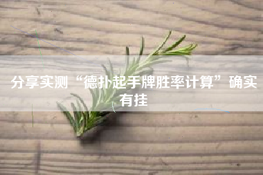 分享实测“德扑起手牌胜率计算	”确实有挂