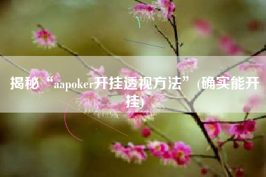 揭秘“aapoker开挂透视方法	”(确实能开挂)