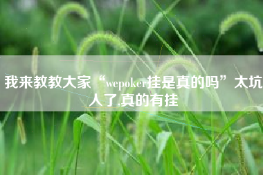 我来教教大家“wepoker挂是真的吗”太坑人了,真的有挂