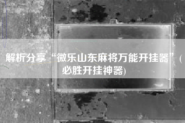 解析分享“微乐山东麻将万能开挂器	”(必胜开挂神器)