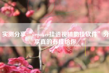 实测分享“wepoker挂透视辅助挂软件”分享真的有挂给你