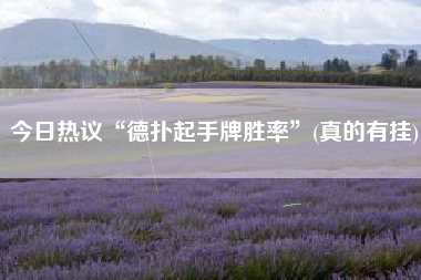 今日热议“德扑起手牌胜率”(真的有挂)